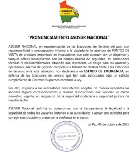 PRONUNCIAMENTO ASOSUR NACIONAL
